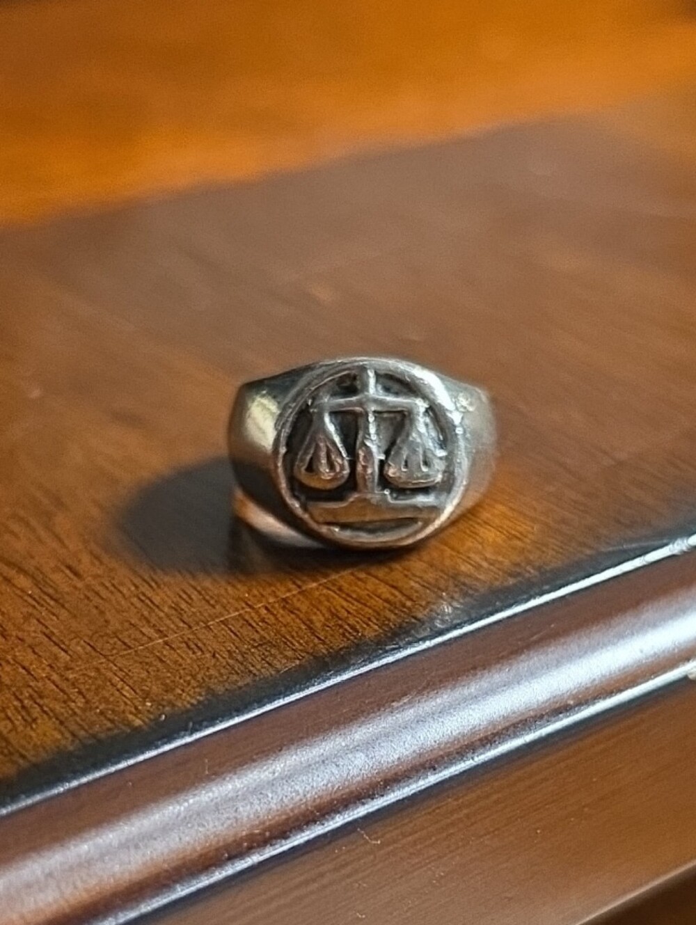 Vintage Silver Scales Signet Ring - Legal Scales Motif